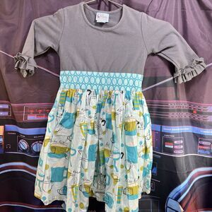 SWEET PETUNIA Boutique Cute French Coffee Dress LS Girls Size 6